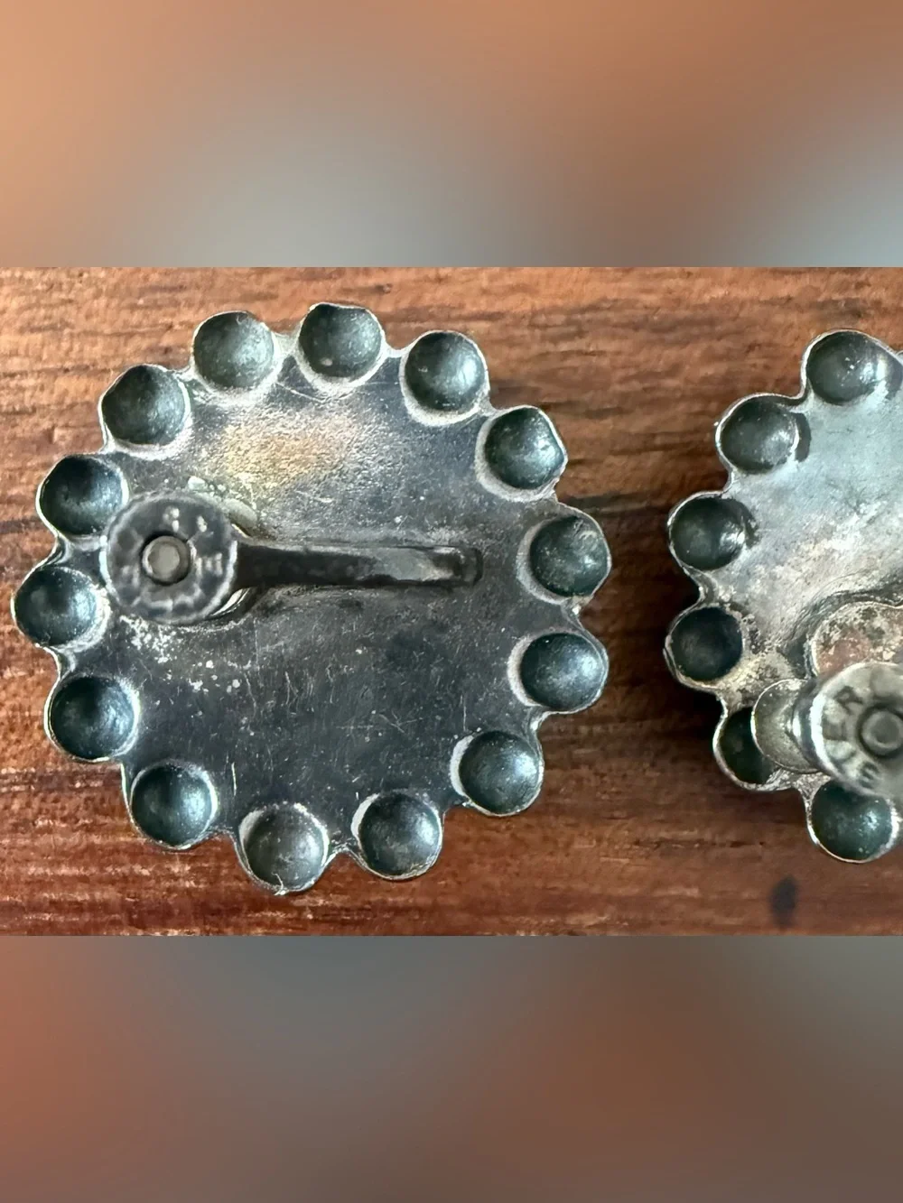 Vintage Sterling Sunburst Dome Screw On Earrings 9g